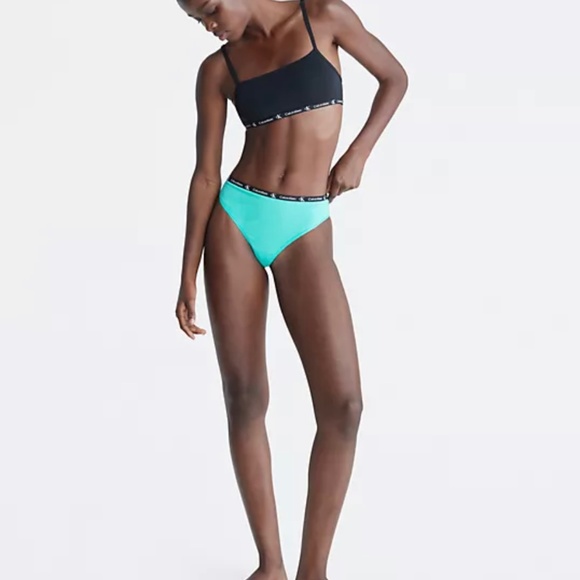 Calvin Klein 1996 Modern Thong Cotton Stretch Fresh Peppermint Women QD3987-331 - Picture 3 of 6
